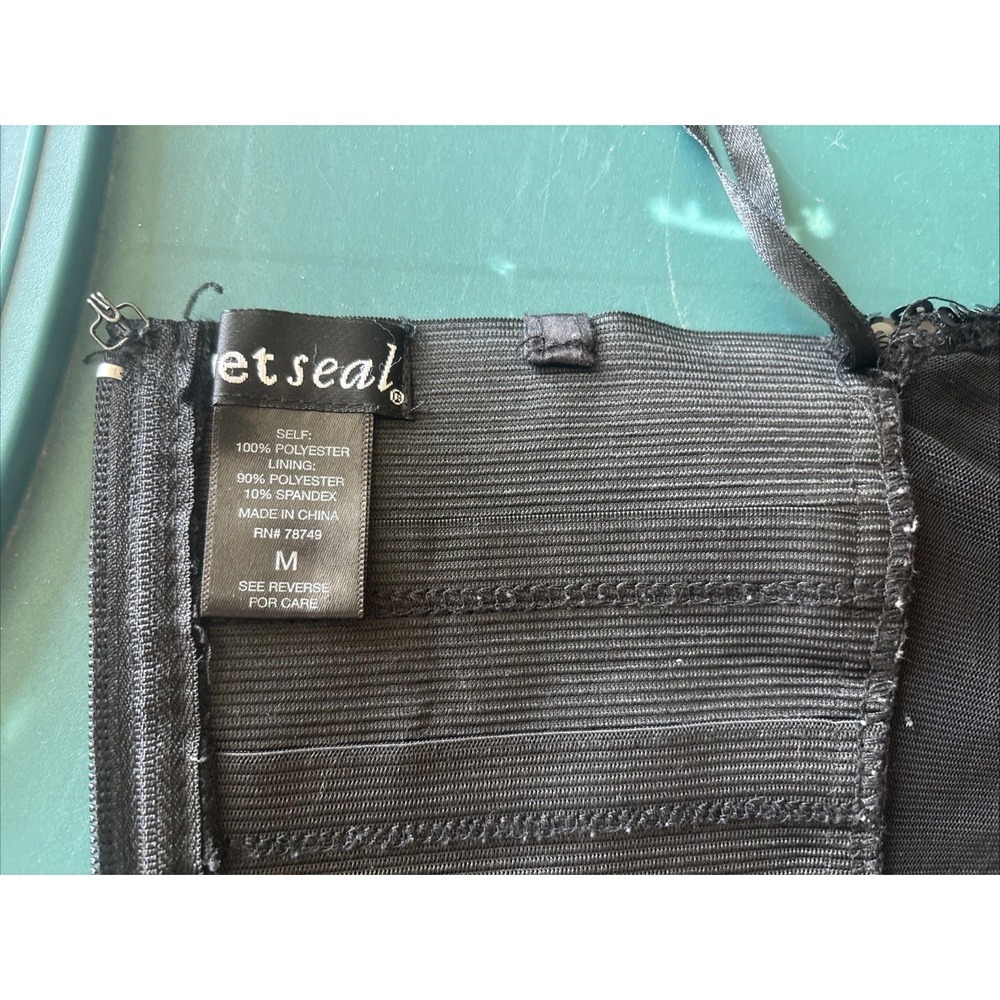 WET SEAL Tube Crop Top Bra Bustier Black Sequin Club Dance Women's Medium‎ - Picture 5 of 8